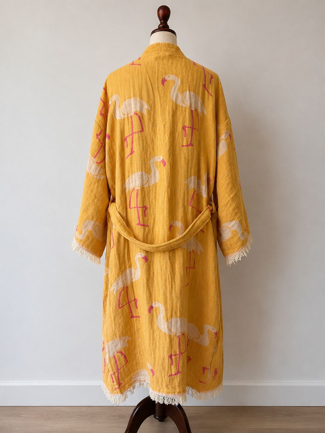 TURKISH PESHTEMAL COTTON GOWN IN FLAMIGO SUNSET
