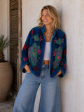 SUZANI JACKET IN PEACOCK BLUE. Cats, Butterflies, Stars & Fish