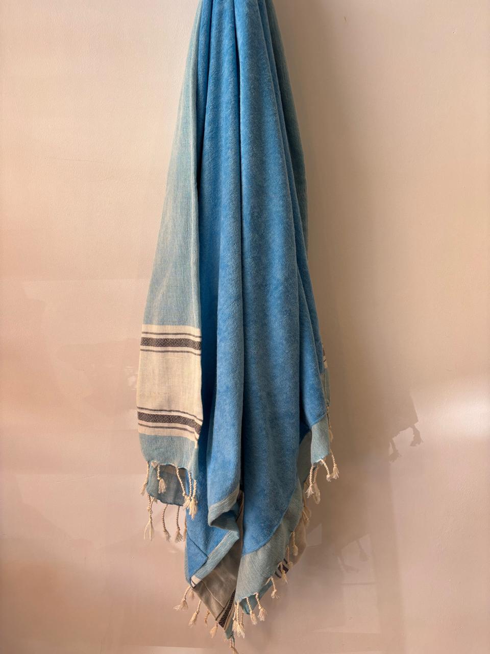 HANDWOVEN KIKOY TOWEL IN BLUE ON BLUE