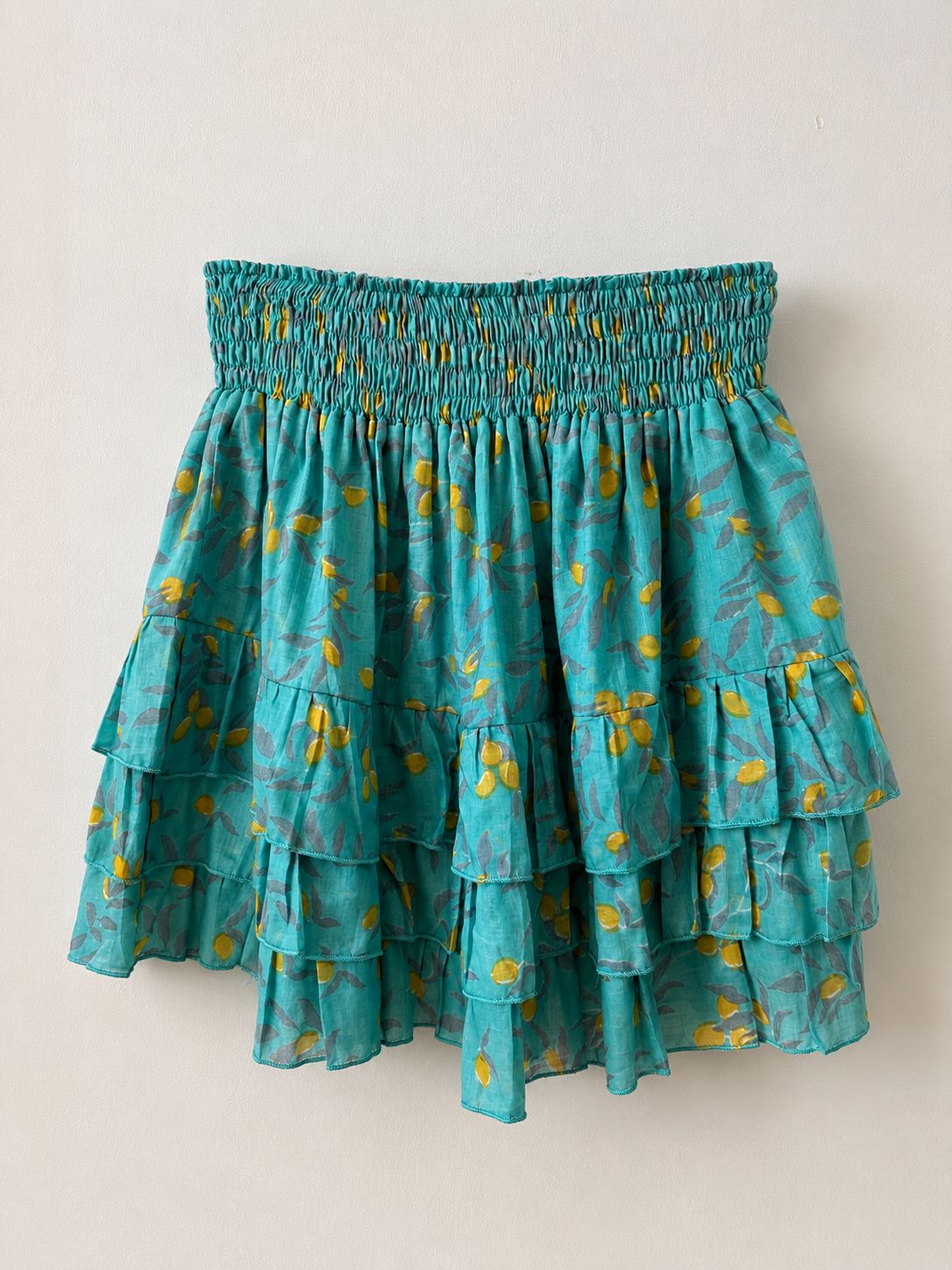 RHA-RHA MINI SKIRT IN TEAL LEMONS