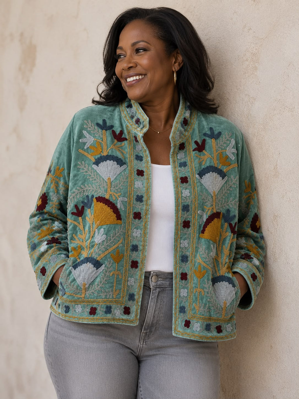 SUZANI JACKET SAGE FAN