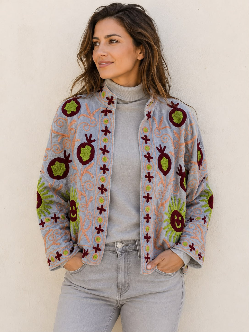 SUZANI JACKET SCARLET SILVER GREY